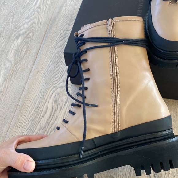 Anthropologie and Free People BNWT Paloma Barcelo Camel Lace up Combat Boots 9 - Picture 5 of 9